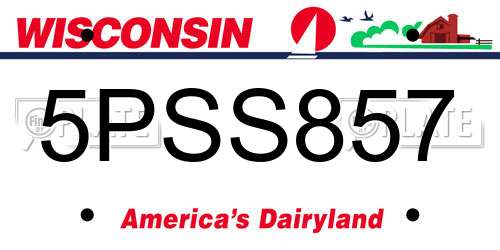 5PSS857 Wisconsin License Plate