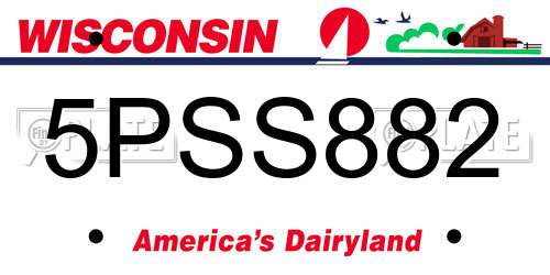 5PSS882 Wisconsin License Plate