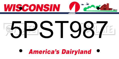 5PST987 Wisconsin License Plate