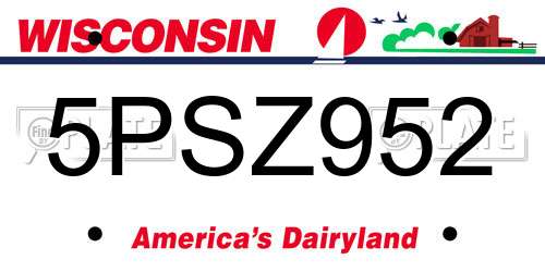 5PSZ952 Wisconsin License Plate