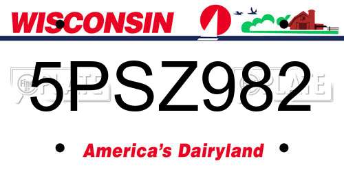 5PSZ982 Wisconsin License Plate