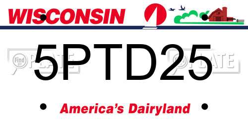 5PTD25 Wisconsin License Plate