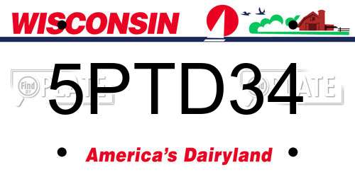5PTD34 Wisconsin License Plate