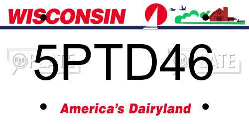 5PTD46 Wisconsin License Plate