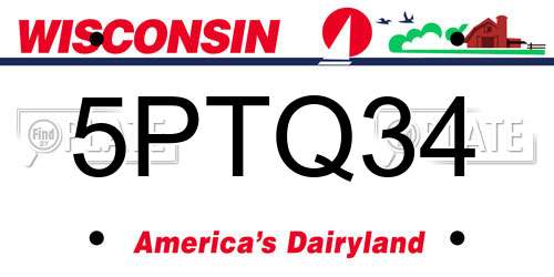 5PTQ34 Wisconsin License Plate