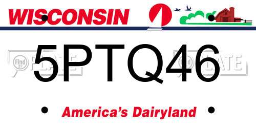 5PTQ46 Wisconsin License Plate