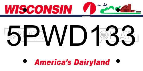 5PWD133 Wisconsin License Plate