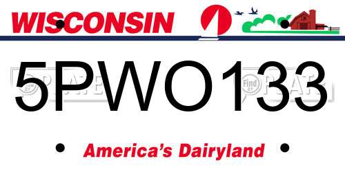 5PWO133 Wisconsin License Plate
