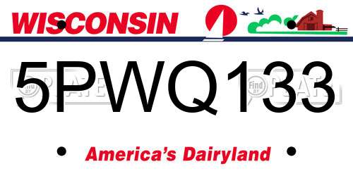 5PWQ133 Wisconsin License Plate