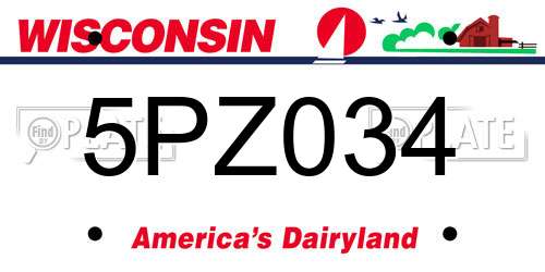 5PZ034 Wisconsin License Plate