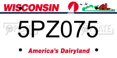 5PZ075 Wisconsin License Plate