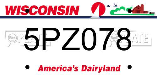 5PZ078 Wisconsin License Plate