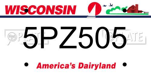 5PZ505 Wisconsin License Plate