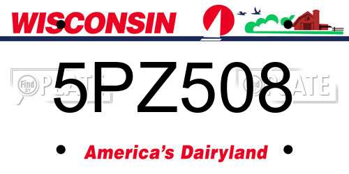 5PZ508 Wisconsin License Plate