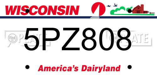5PZ808 Wisconsin License Plate
