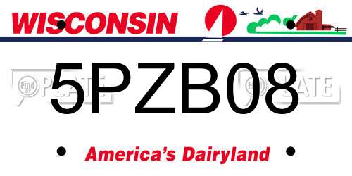 5PZB08 Wisconsin License Plate