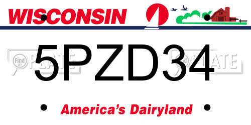 5PZD34 Wisconsin License Plate