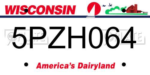 5PZH064 Wisconsin License Plate