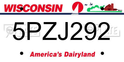 5PZJ292 Wisconsin License Plate