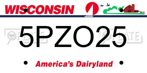 5PZO25 Wisconsin License Plate