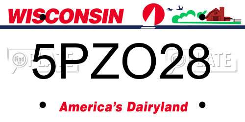 5PZO28 Wisconsin License Plate