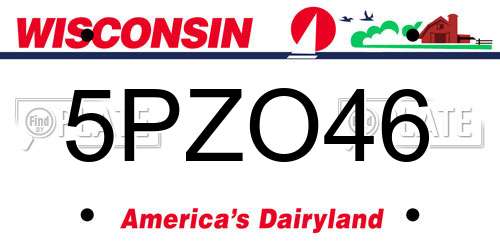 5PZO46 Wisconsin License Plate