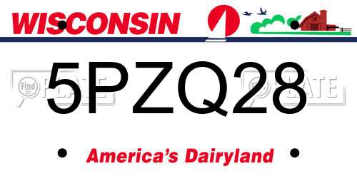 5PZQ28 Wisconsin License Plate
