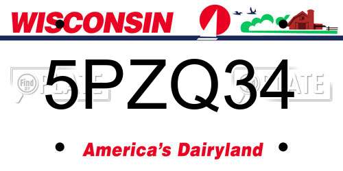 5PZQ34 Wisconsin License Plate