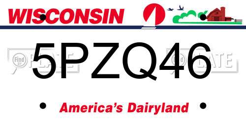 5PZQ46 Wisconsin License Plate