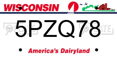 5PZQ78 Wisconsin License Plate