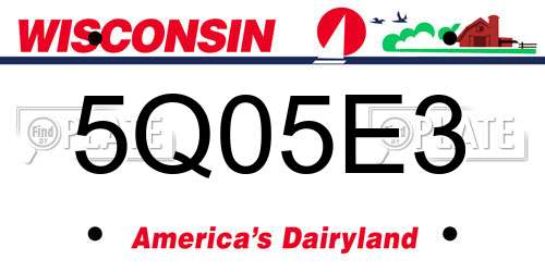 5Q05E3 Wisconsin License Plate