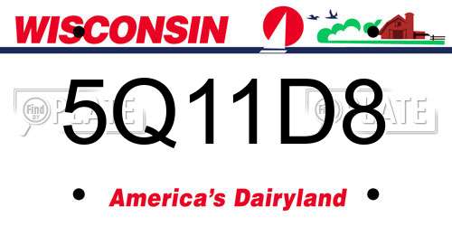 5Q11D8 Wisconsin License Plate