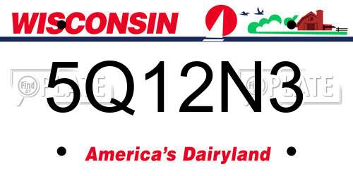 5Q12N3 Wisconsin License Plate