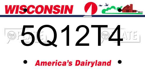 5Q12T4 Wisconsin License Plate