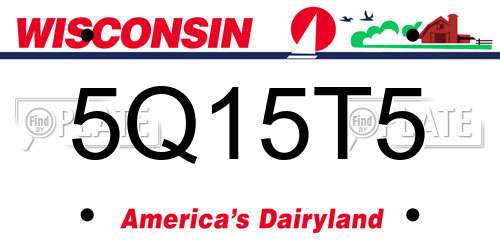 5Q15T5 Wisconsin License Plate
