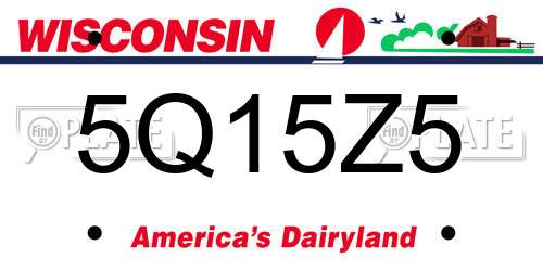 5Q15Z5 Wisconsin License Plate