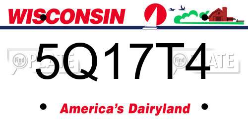 5Q17T4 Wisconsin License Plate