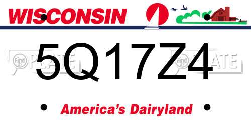 5Q17Z4 Wisconsin License Plate