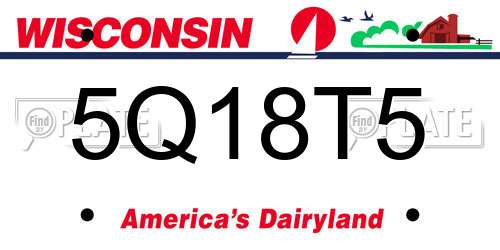 5Q18T5 Wisconsin License Plate