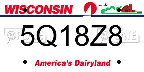 5Q18Z8 Wisconsin License Plate