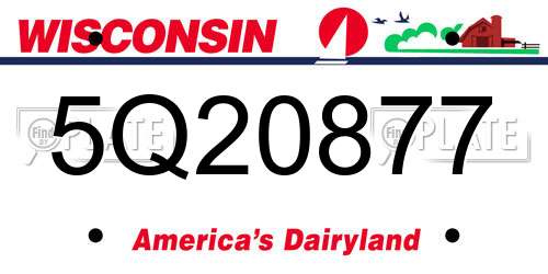 5Q20877 Wisconsin License Plate