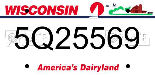 5Q25569 Wisconsin License Plate