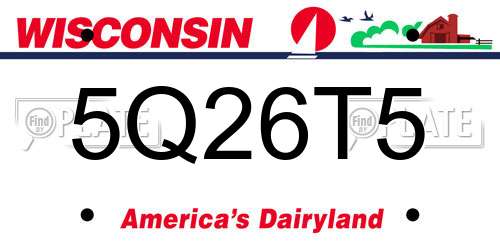 5Q26T5 Wisconsin License Plate
