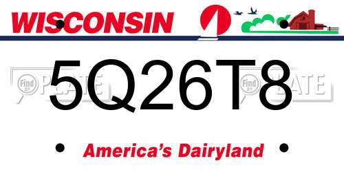 5Q26T8 Wisconsin License Plate