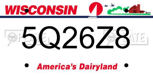 5Q26Z8 Wisconsin License Plate