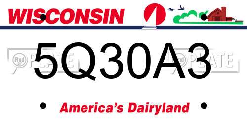5Q30A3 Wisconsin License Plate