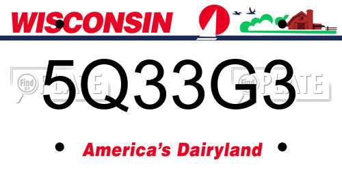 5Q33G3 Wisconsin License Plate