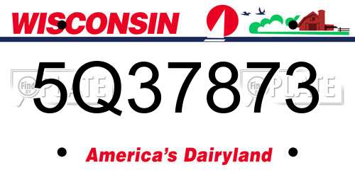 5Q37873 Wisconsin License Plate