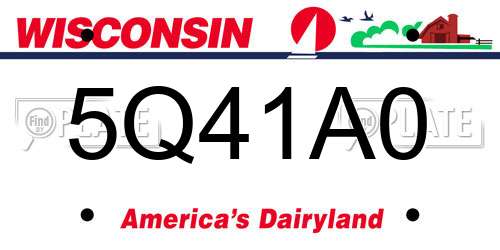5Q41A0 Wisconsin License Plate