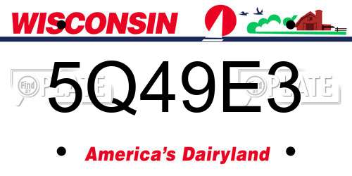 5Q49E3 Wisconsin License Plate